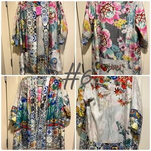 JOHNNY WAS SILK Floral and Geometric Patterned Kimono